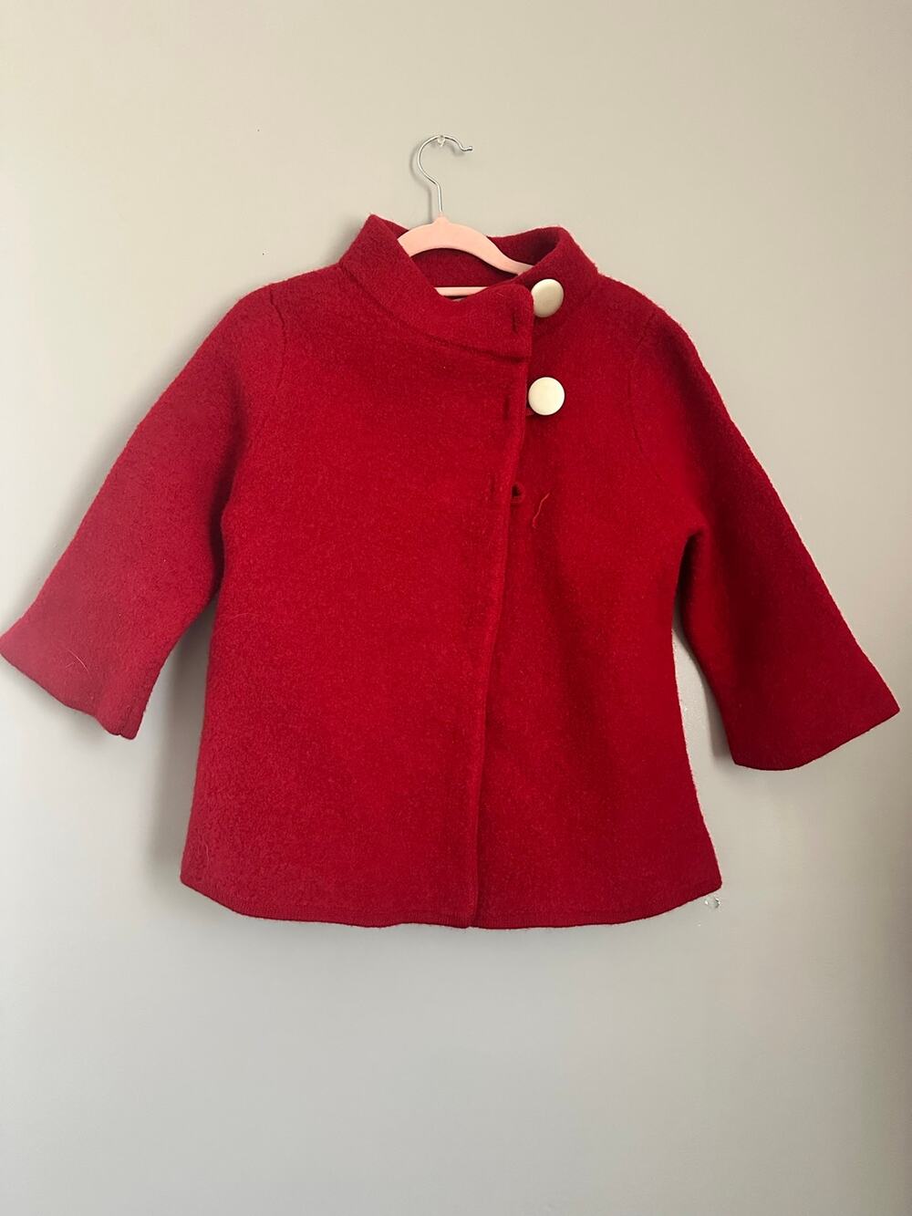 Covington 100% Wool Linen Jacket Womens XL Red Button Front Mod Retro Coat
